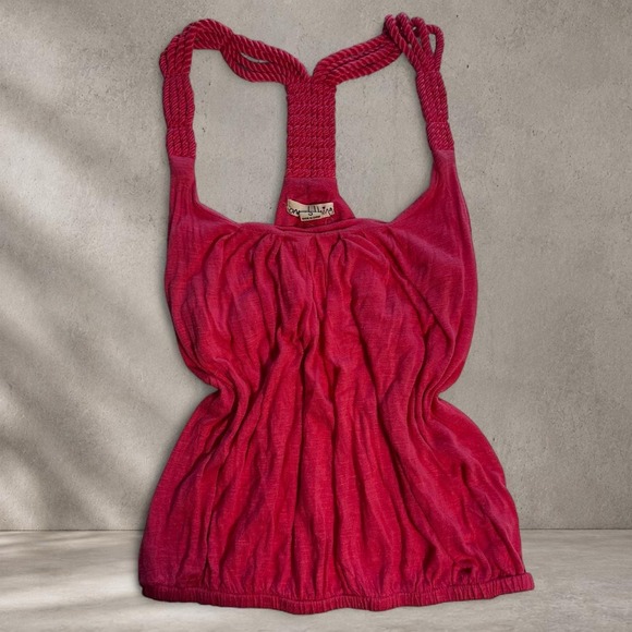 Tops - Y2K One Clothing red halter top with braided straps